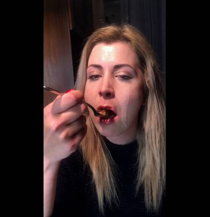 Blonde Toilet Wife Eating Meal from Husband’s Ass