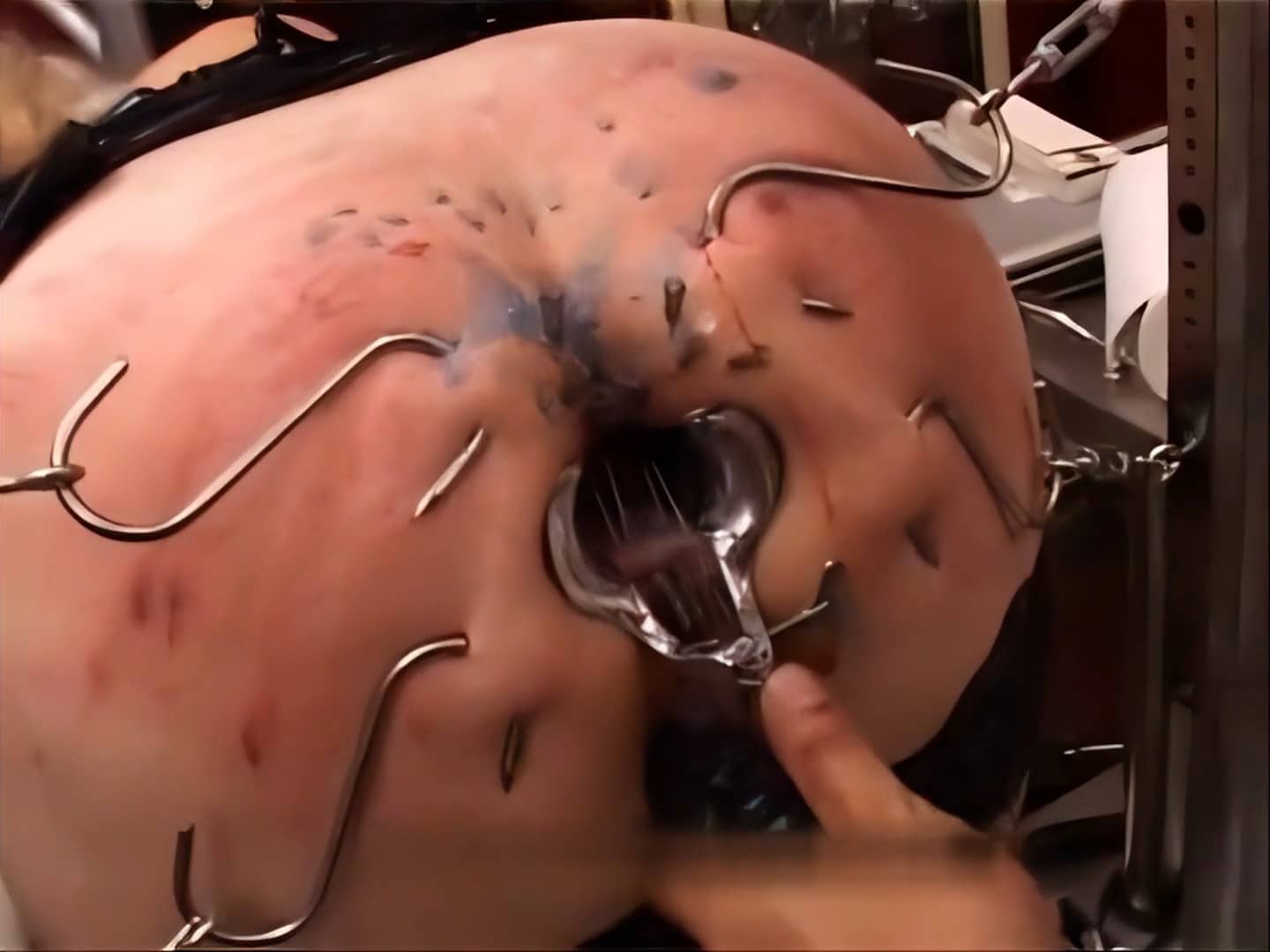Big Ass Maso Slave Ass Mercilessly Destroyed with Meat Hooks