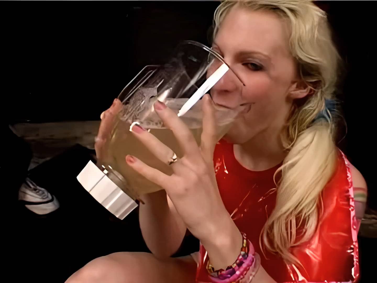 Petite Blonde Fucked Rough & Drinking Piss by The Gallons